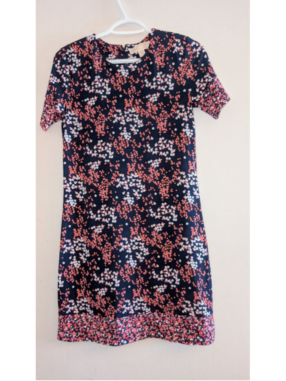 Michael Kors Petite Small Navy Coral Floral Mini Dress, Womens